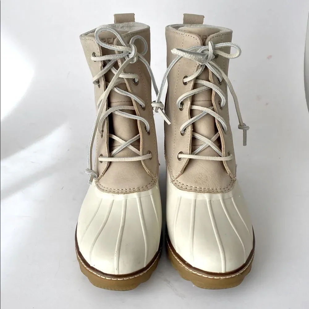 Sperry Topsider Women's Saltwater Heel Leather Rain Duck Boot Sz 9 NWOT